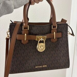 Michael Kors Dark Brown Satchel with Gold Accents